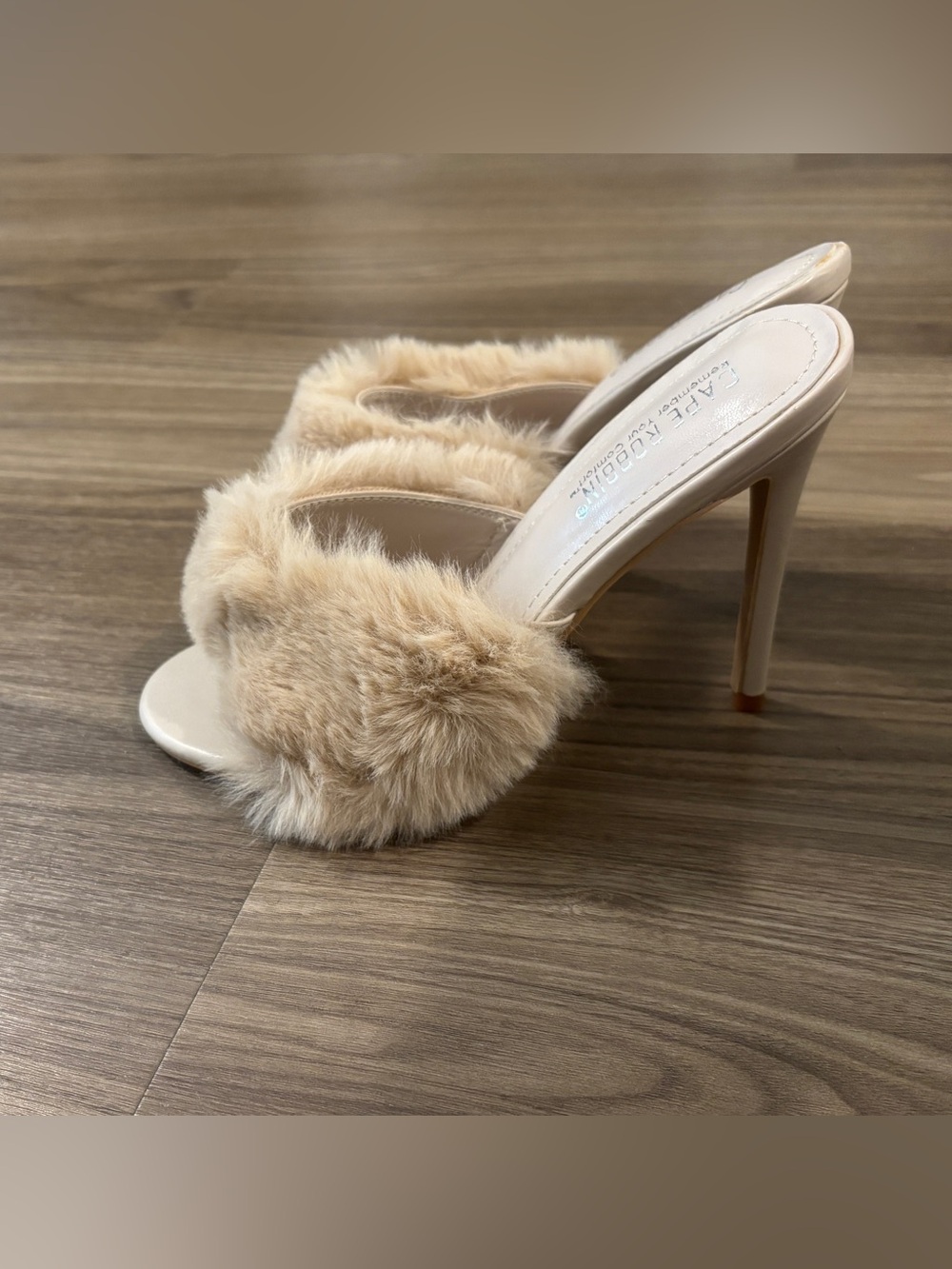 Cape Robbin Nude Faux Fur Heel Sandals